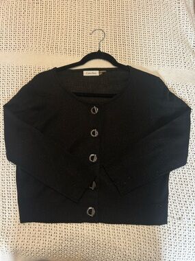 Calvin Klein Women’s Black Sparkle Button Cardigan Jacket Size M